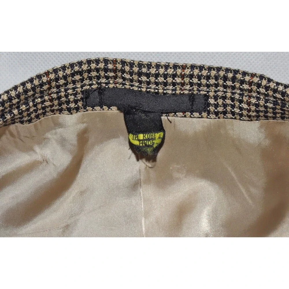 Bartolini 100%‎ Silk Sport Coat Blazer Jacket S 44 Houndstooth Check Vintage